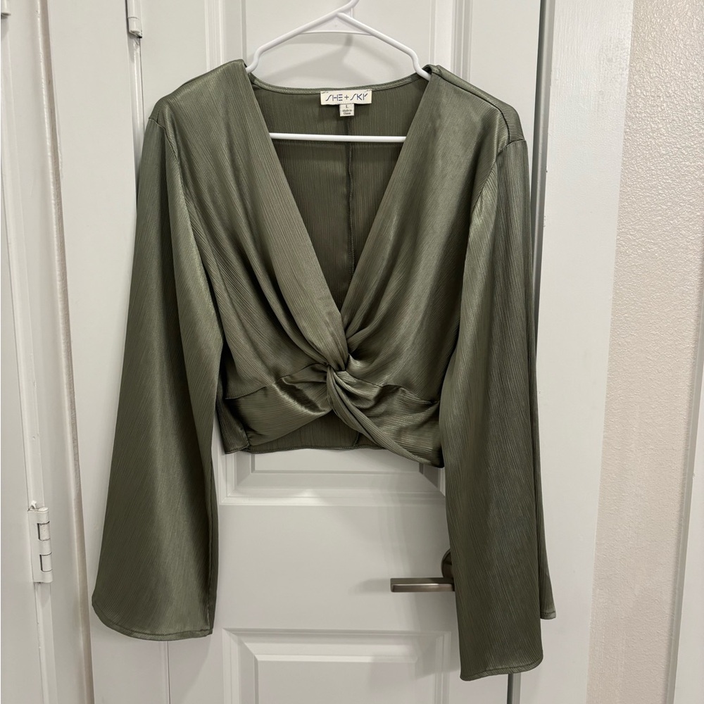 Green Satin Top